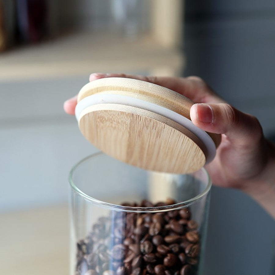 Borosilicate glass Jar with wooden lid
