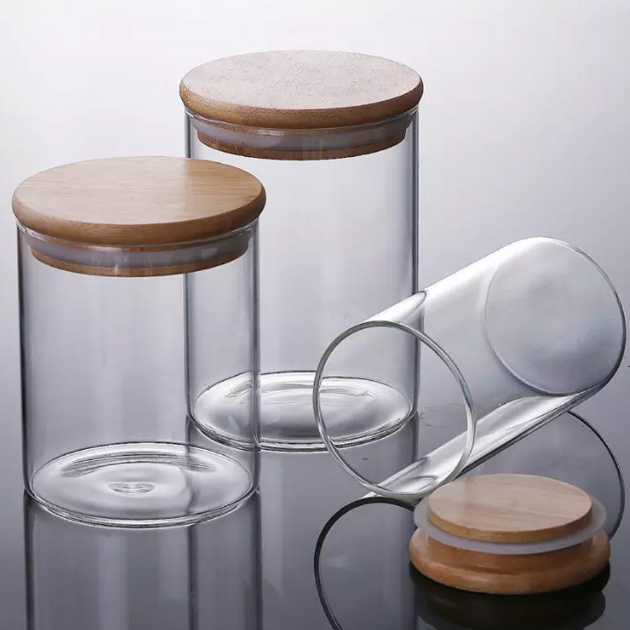 Borosilicate glass Jar with wooden lid