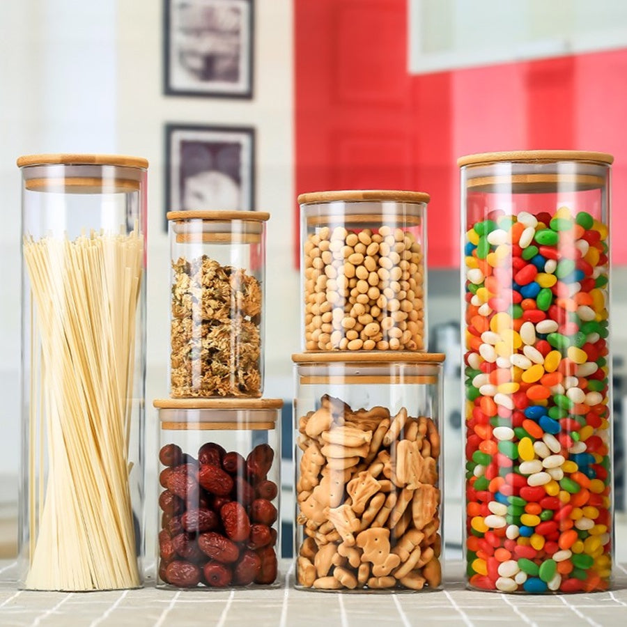 Borosilicate glass Jar with wooden lid