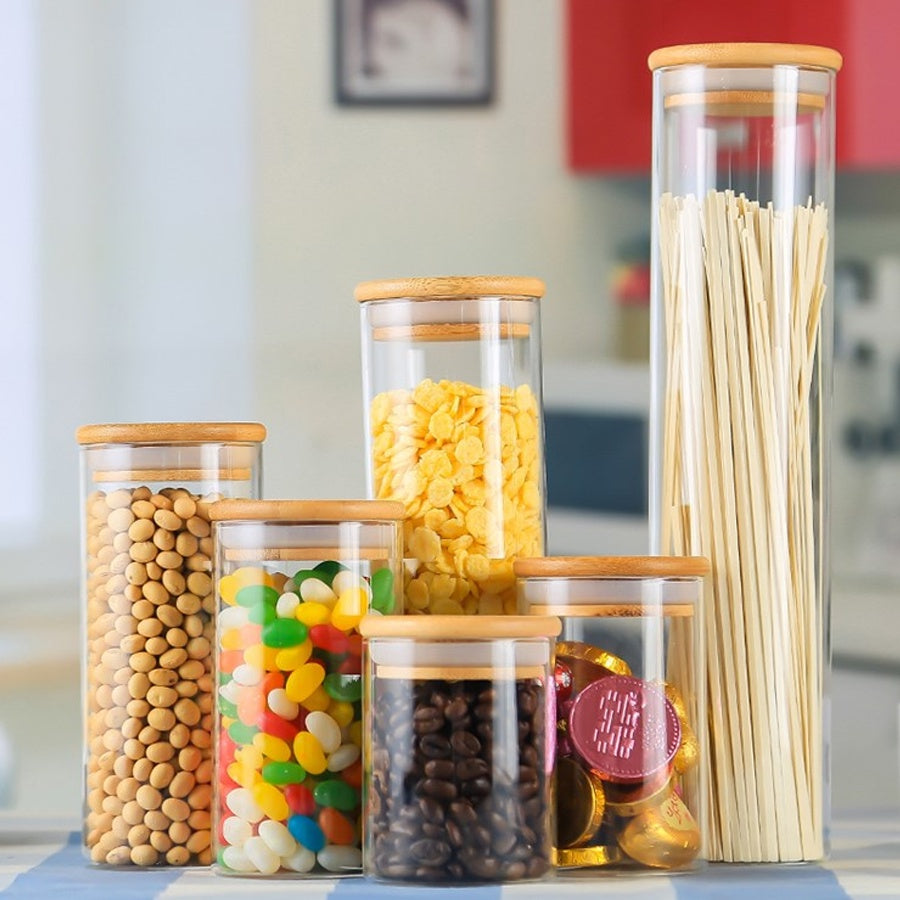 Borosilicate glass Jar with wooden lid