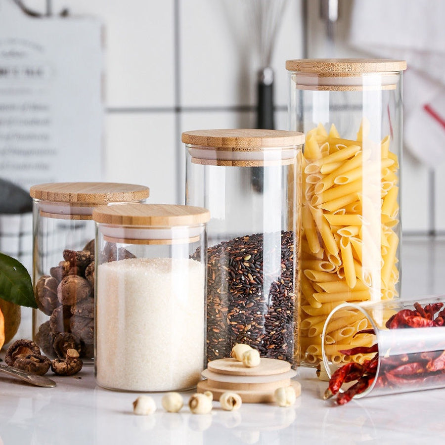 Borosilicate glass Jar with wooden lid