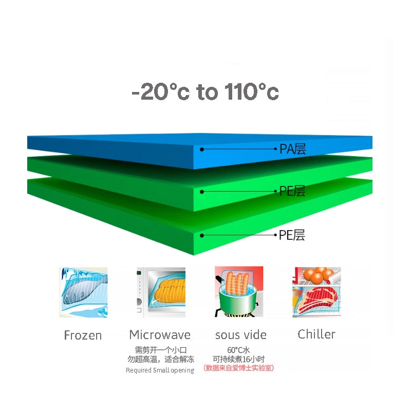 Embossed Vacuum Bag Food grade PA+PE -20°c to 110°c
