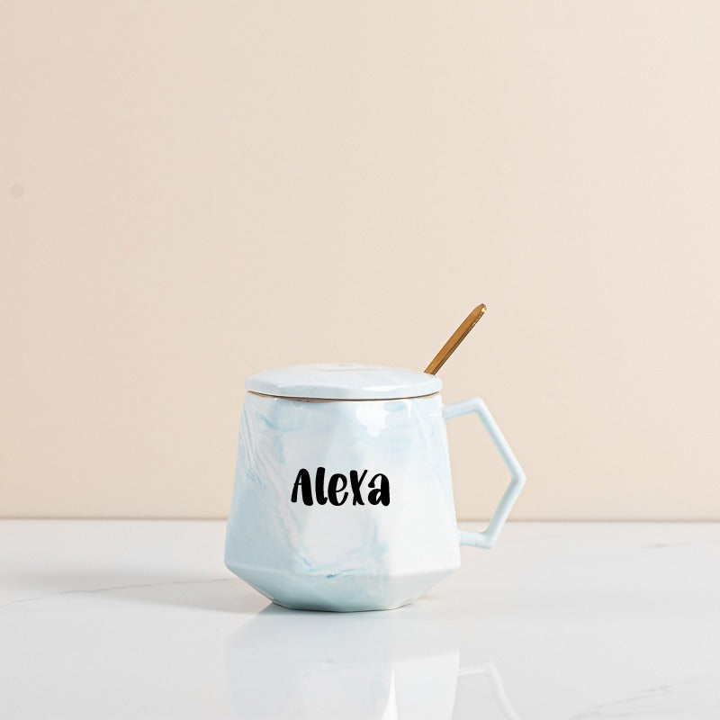 Marble Design mug set / customise name / personalize mug with Gift Box