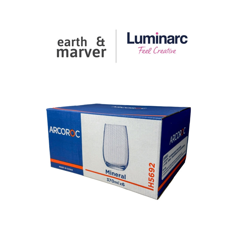 Arcoroc Mineral Tumbler Glasses  370ml Set of 6 pcs