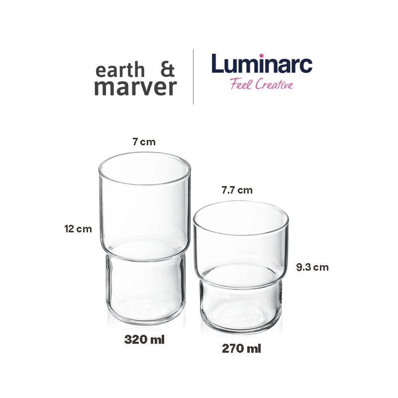 Arcoroc Log 320ml Tempered Glass Tumbler Set of 6