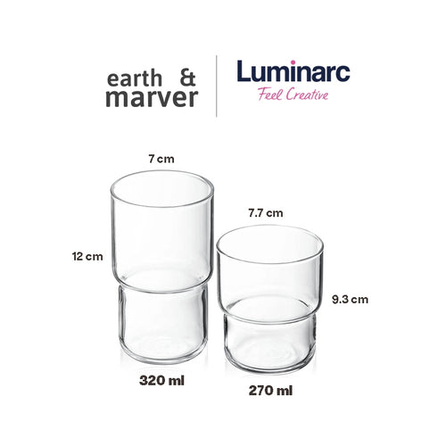 Arcoroc Log 320ml Tempered Glass Tumbler Set of 6