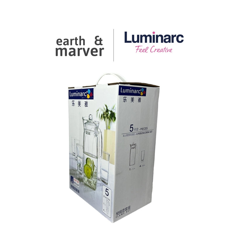 Luminarc Flame Jug 1L Set + 4 pcs Sterling Highball 330ml