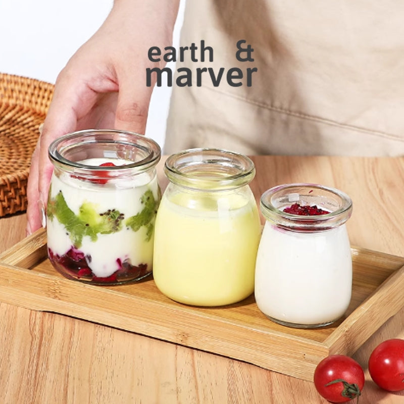 Glass Pudding Bottle with Lid 100ml / 150ml / 200ml / Yogurt Jars with Lid