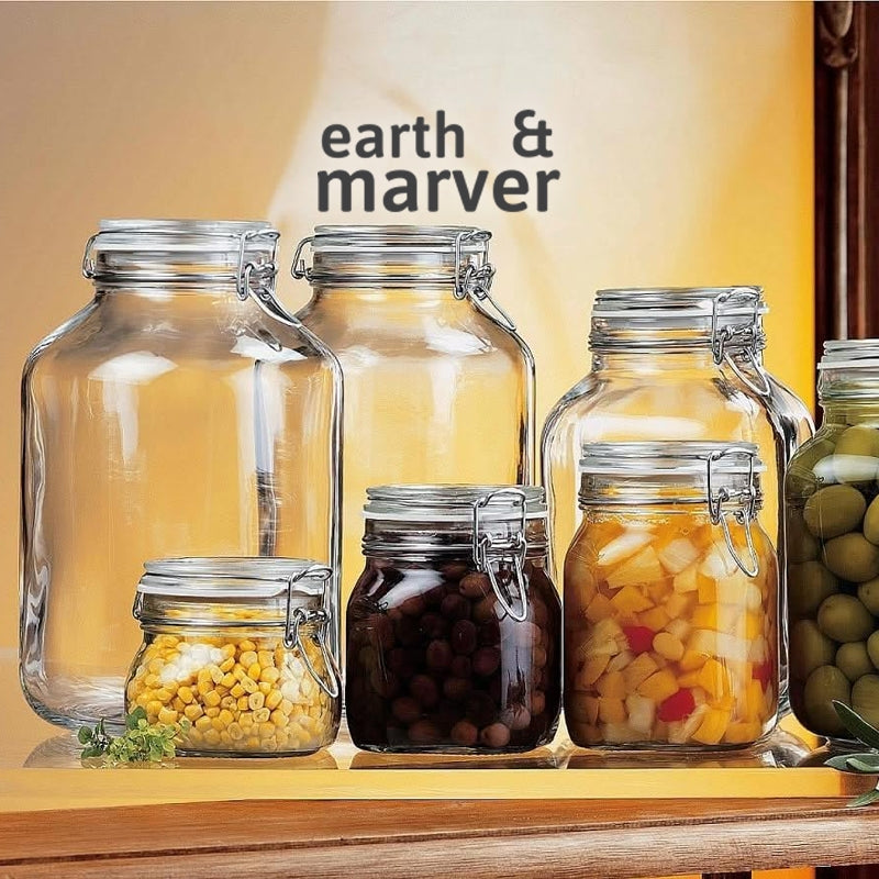 Thick Glass Storage Canister Jar / Transparent Glass Sealed / Food Storage Container with Acacia Wood Cover / Huge Jar