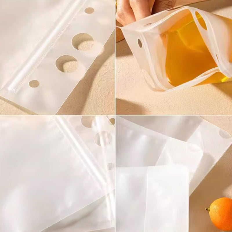 500ml Drinking Bags with Plastic Straw 100 pcs Set