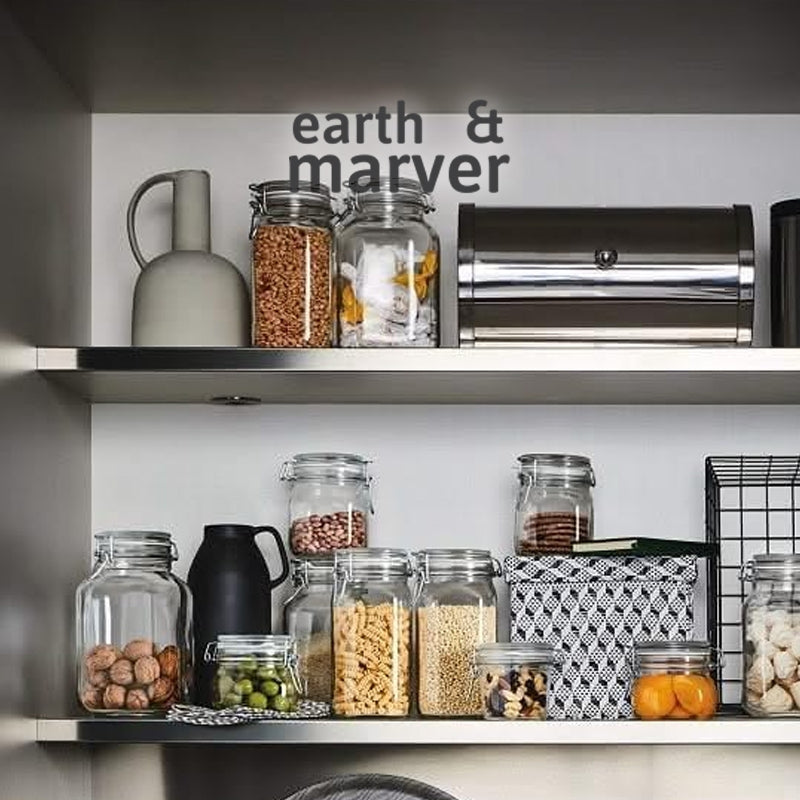 Thick Glass Storage Canister Jar / Transparent Glass Sealed / Food Storage Container with Acacia Wood Cover / Huge Jar