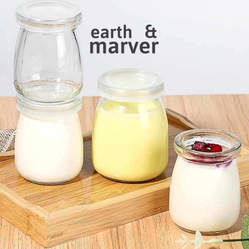 Glass Pudding Bottle with Lid 100ml / 150ml / 200ml / Yogurt Jars with Lid