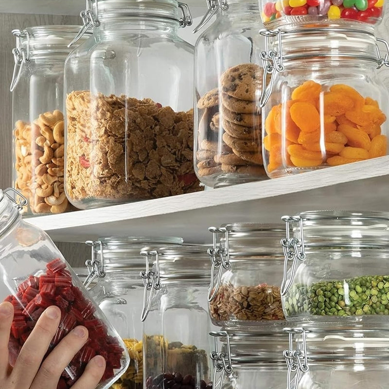 Thick Glass Storage Canister Jar / Transparent Glass Sealed / Food Storage Container with Acacia Wood Cover / Huge Jar