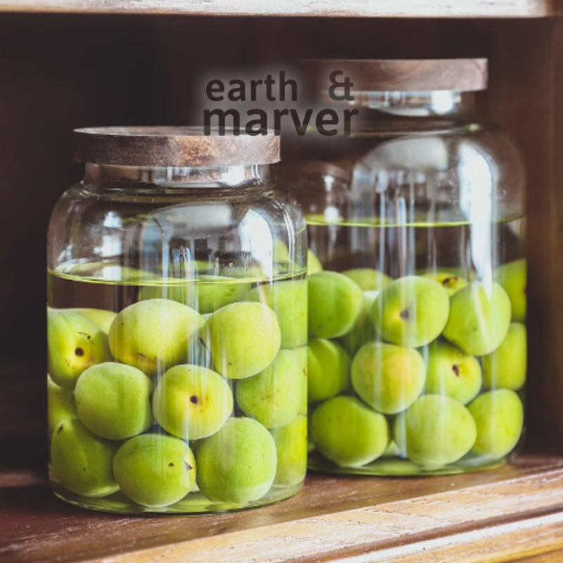 Thick Glass Storage Canister Jar / Transparent Glass Sealed / Food Storage Container with Acacia Wood Cover / Huge Jar