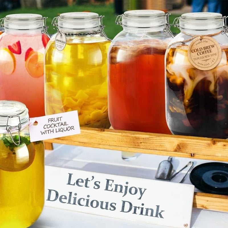 Thick Glass Storage Canister Jar / Transparent Glass Sealed / Food Storage Container with Acacia Wood Cover / Huge Jar