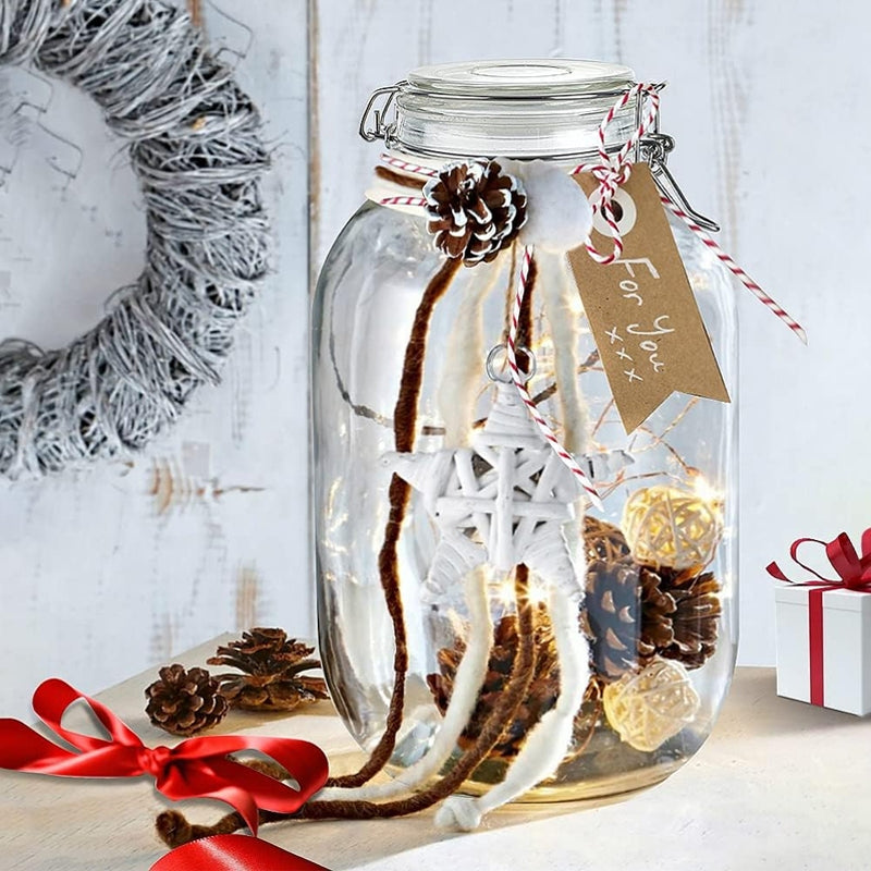 Thick Glass Storage Canister Jar / Transparent Glass Sealed / Food Storage Container with Acacia Wood Cover / Huge Jar