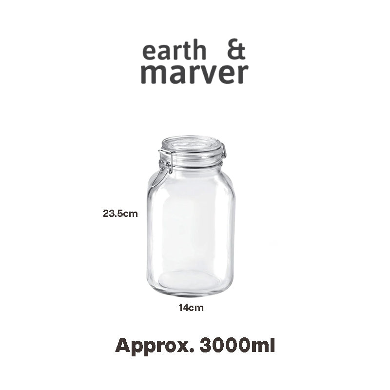 Thick Glass Storage Canister Jar / Transparent Glass Sealed / Food Storage Container with Acacia Wood Cover / Huge Jar