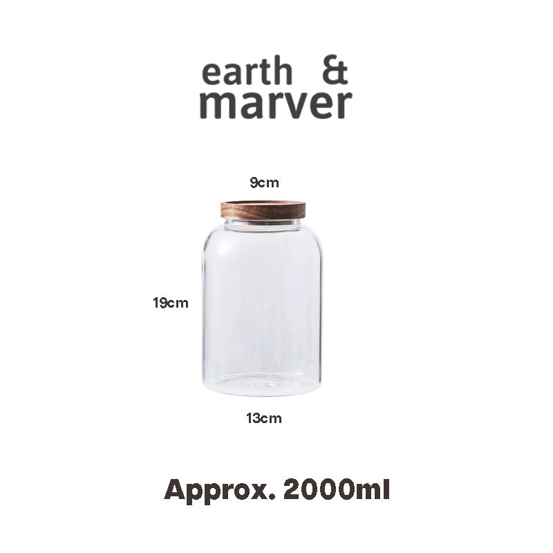 Thick Glass Storage Canister Jar / Transparent Glass Sealed / Food Storage Container with Acacia Wood Cover / Huge Jar