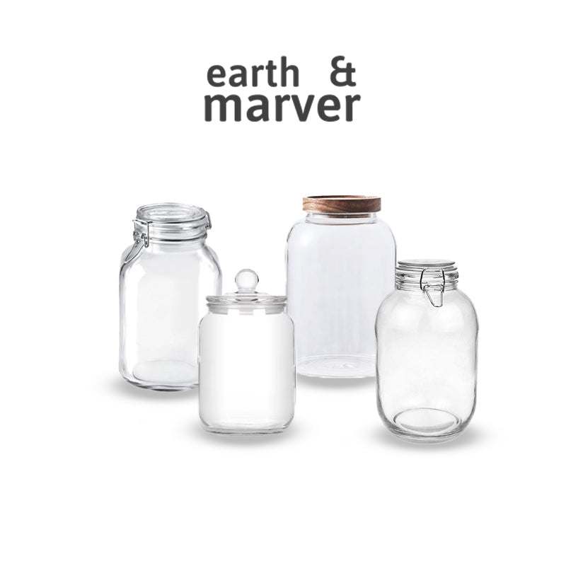 Thick Glass Storage Canister Jar / Transparent Glass Sealed / Food Storage Container with Acacia Wood Cover / Huge Jar